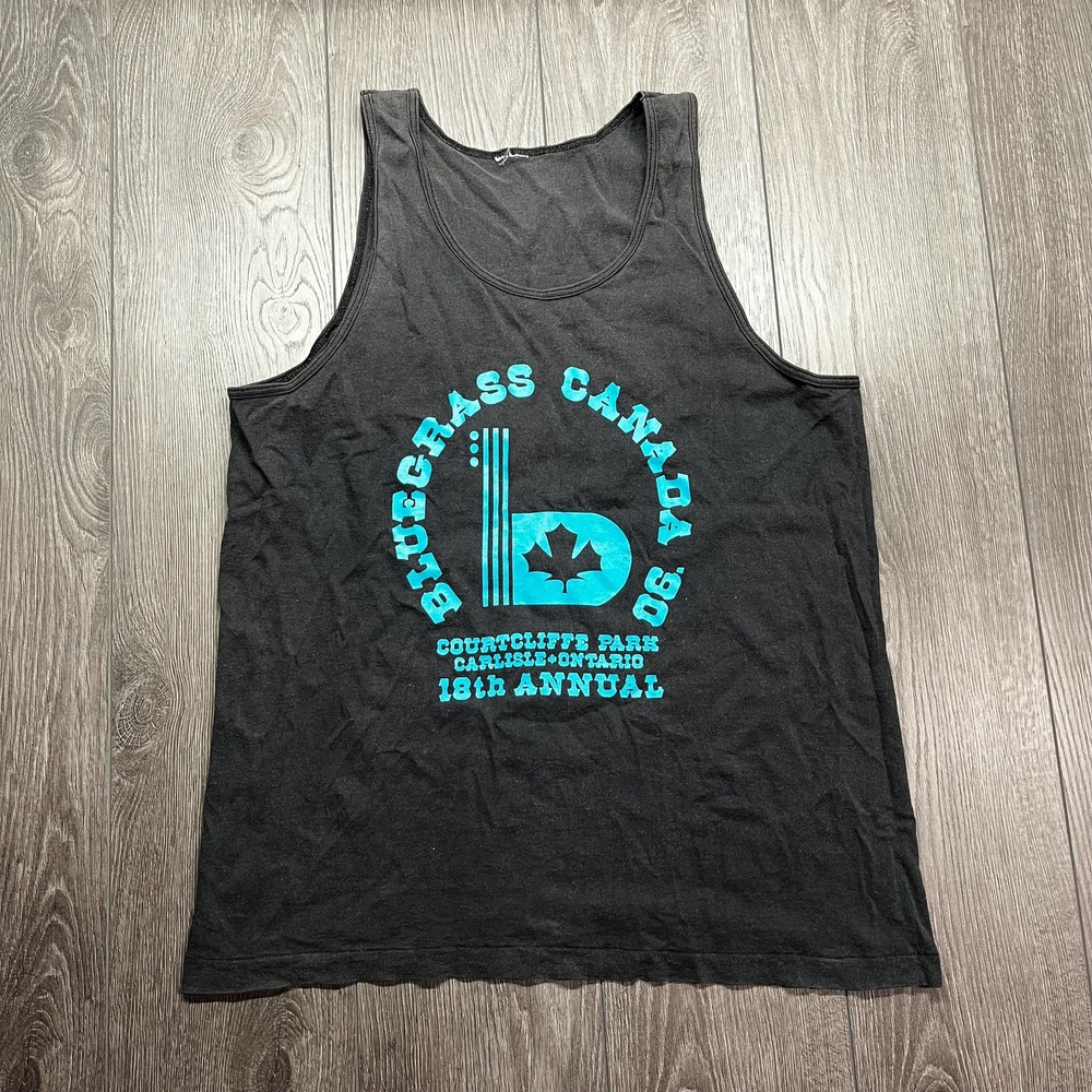 Vintage Bluegrass 1990 Folk Country Band Tank Tee Shirt Top Rocker XL Black